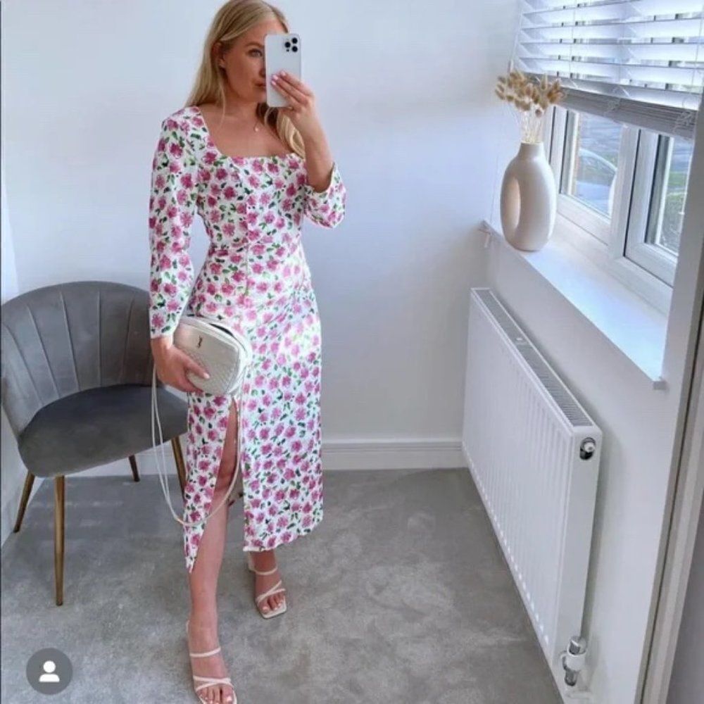 ZARA FLORAL PRINT DRESS SLIT NEW - Picture 4 of 4